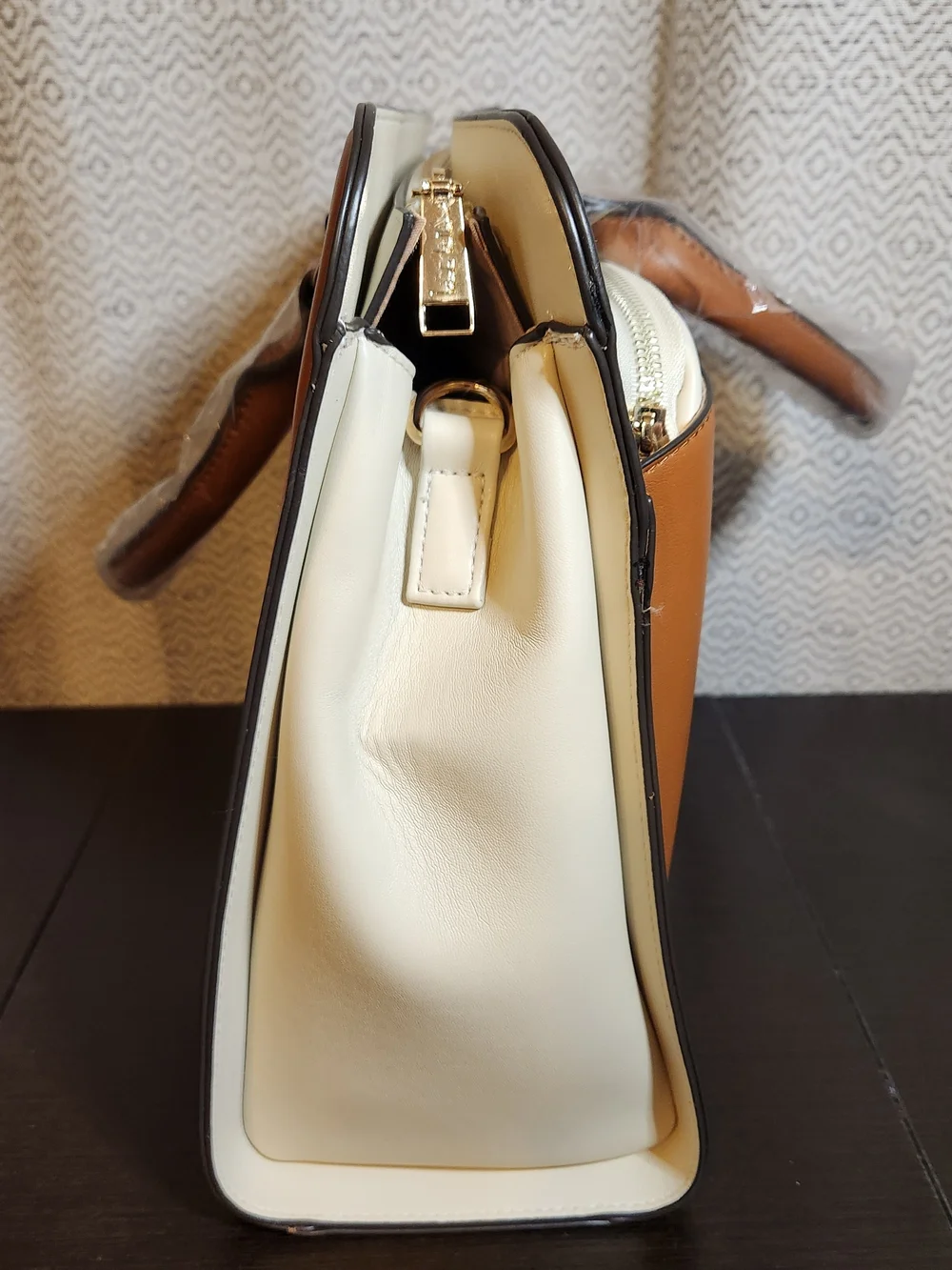 Nicole Miller New York Cream and Tan Satchel